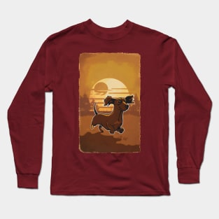 Dachshund Retro Vintage Sunset Long Sleeve T-Shirt